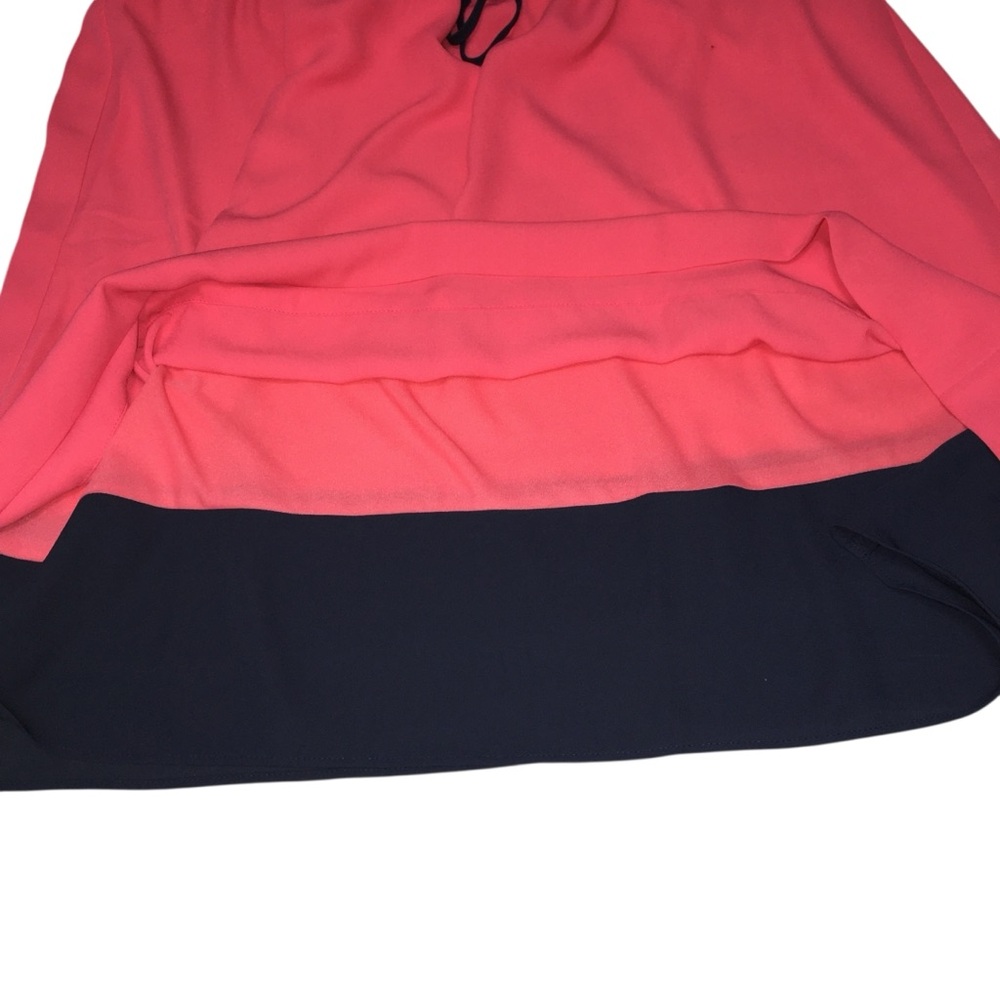 NWT L Ann Taylor LOFT Pink Navy Blue Drawstring Summer Dress - Women Large - Picture 9 of 12